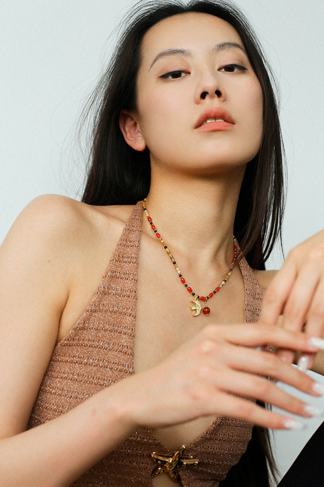 Peace Dove Pendant Agate Beaded Necklace-Gembea Jewelry