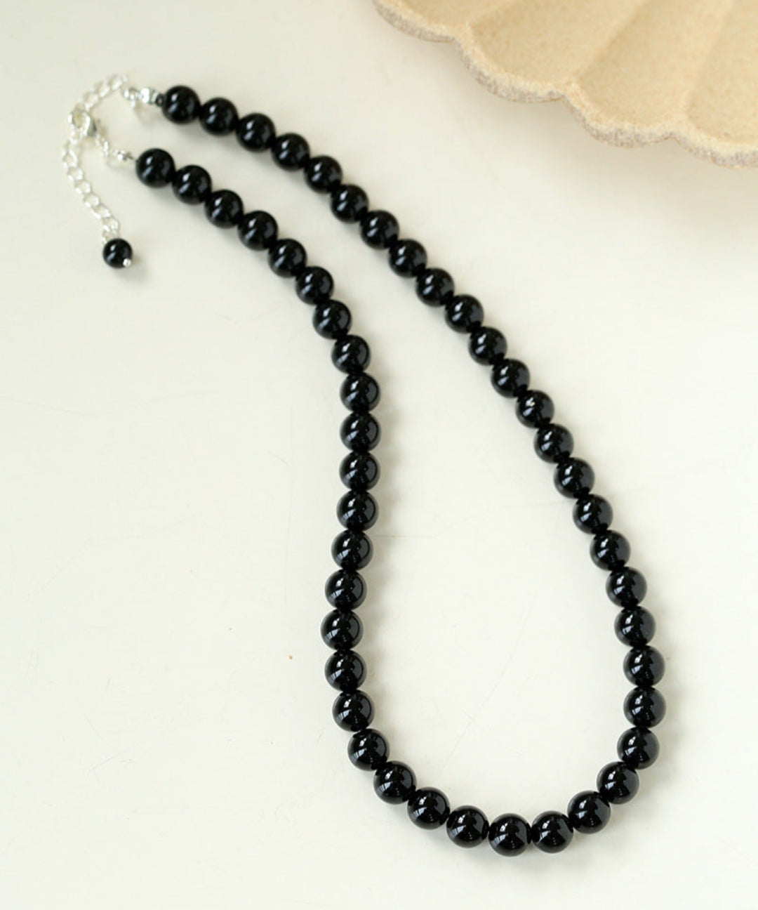 Classic Black Agate Beaded Necklace-Gembea Jewelry