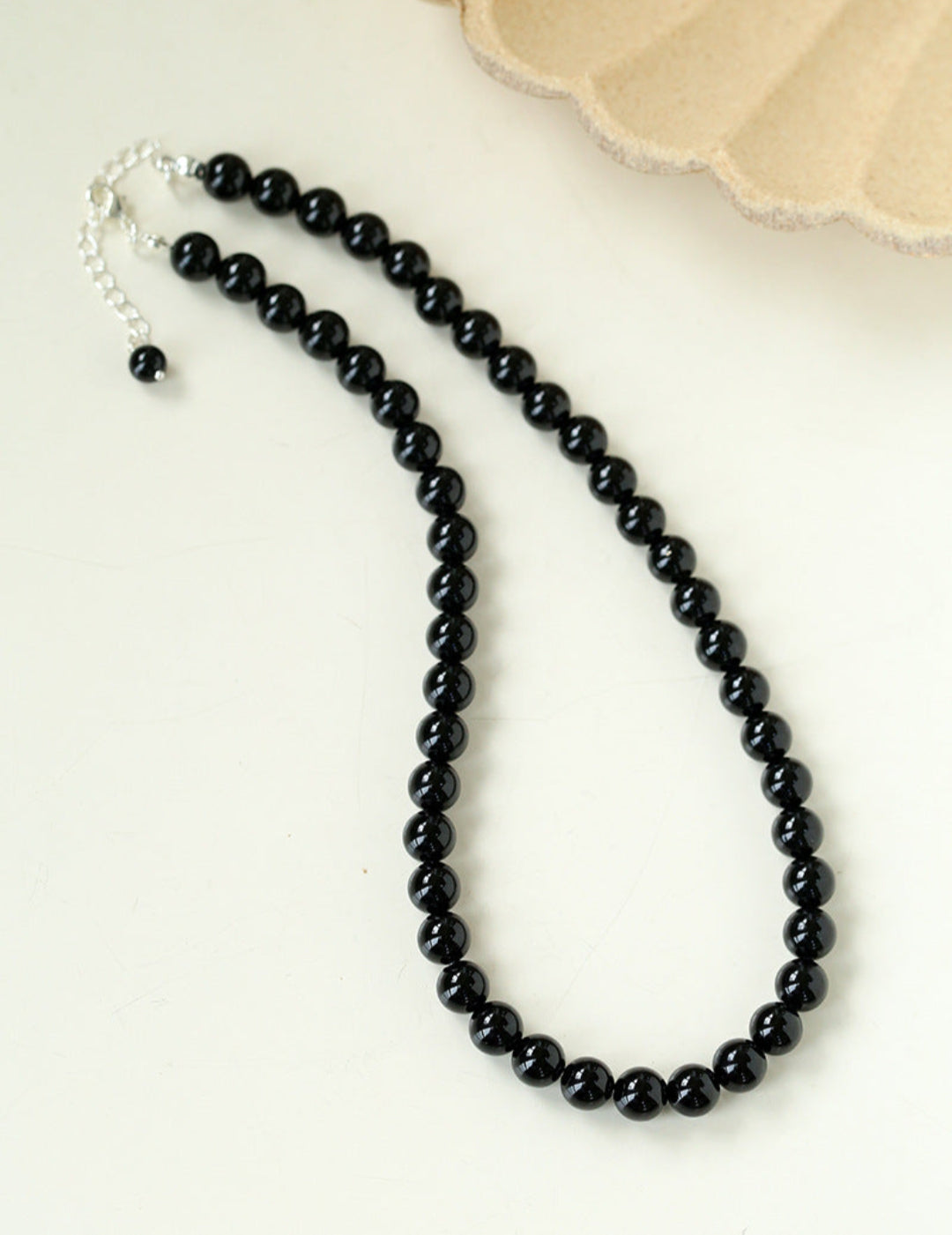 Classic Black Agate Beaded Necklace-Gembea Jewelry