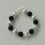 Ebony and Silver Ball Brushed Beaded Bracelet