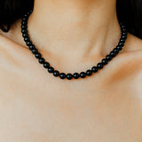 Classic Black Agate Beaded Necklace-Gembea Jewelry