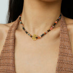 Bohemian-style Natural Stone Lemon Crystal Necklace-Gembea Jewelry