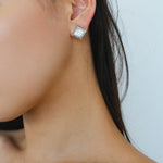 Silver Brushed Double-sided Heart Stud Earrings-Gembea Jewelry