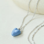 Blue Enamel Heart-shaped Necklace-Gembea Jewelry