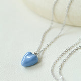 Blue Enamel Heart-shaped Necklace-Gembea Jewelry