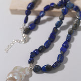 Shaped Lapis Lazuli Stone Baroque Pearl Necklace