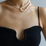 Square Floral Chain Pearl Choker Necklace