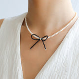 Bow Rice Freshwater Pearl Necklace-Gembea Jewelry