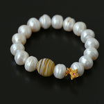 Threaded Glass Old Pearl Bracelet