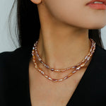 Purple-pink Irregular-shaped Pearl Necklace Gembea Jewelry