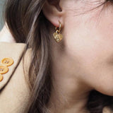 Lion Relief Love Drop Hoop Earrings