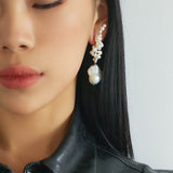 Hand-woven Baroque Winding Pearl Earrings