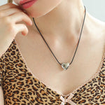 Heart Love Shaped Black Rope Necklace