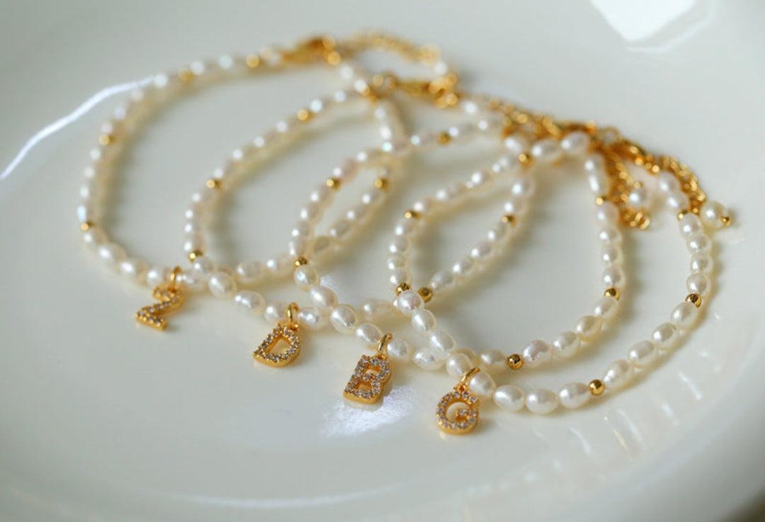 Vintage 26 Letter Pearl Bracelet - Gembea Jewelry