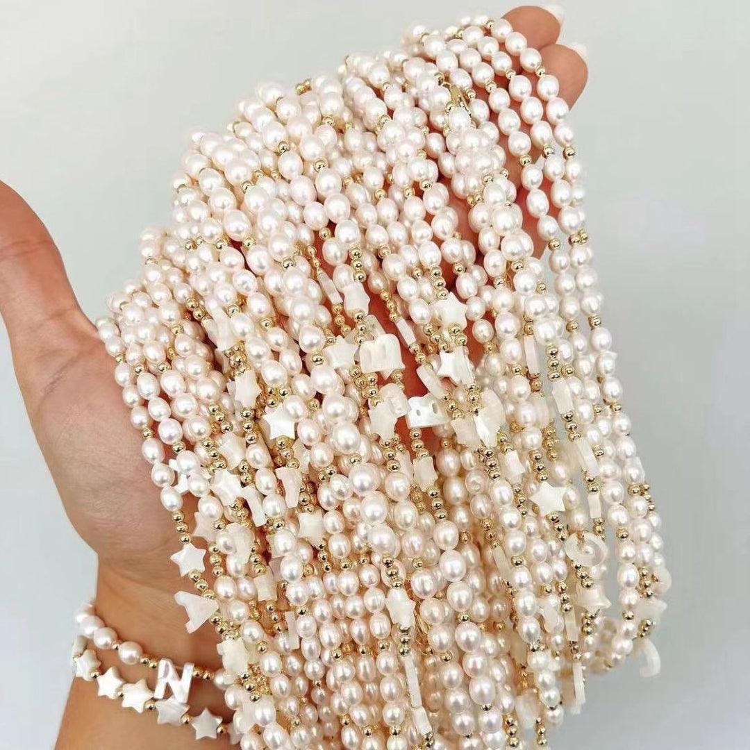 Custom White Shell Letter Pearl Necklace - Gembea Jewelry