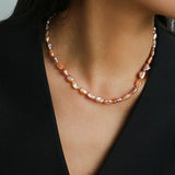 Purple-pink Irregular-shaped Pearl Necklace Gembea Jewelry