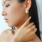 Hollowed-out Cross-flower Ear Clasp Earrings-Gembea Jewelry