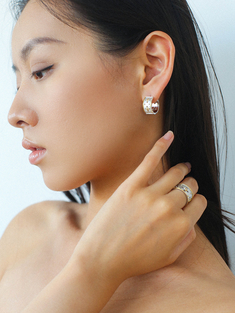 Hollowed-out Cross-flower Silver Ring-Gembea Jewelry