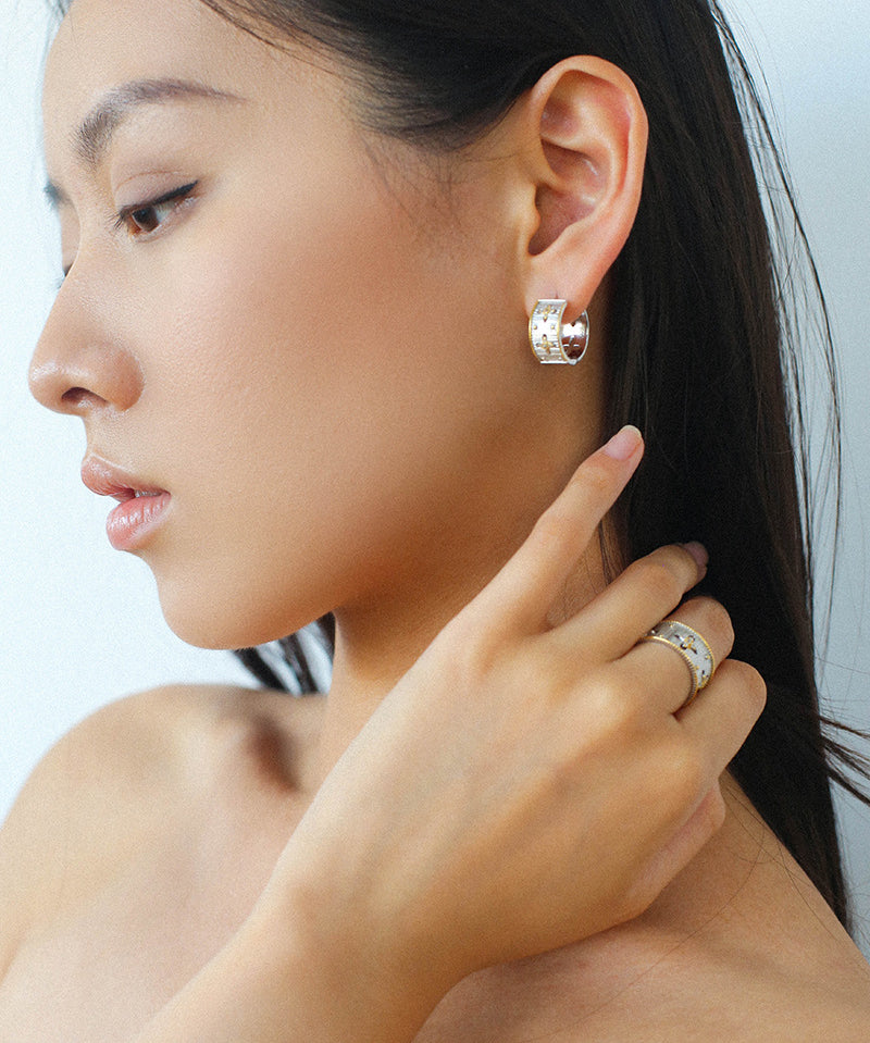 Hollowed-out Cross-flower Silver Ring-Gembea Jewelry