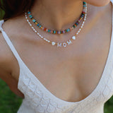 Custom White Shell Letter Pearl Necklace