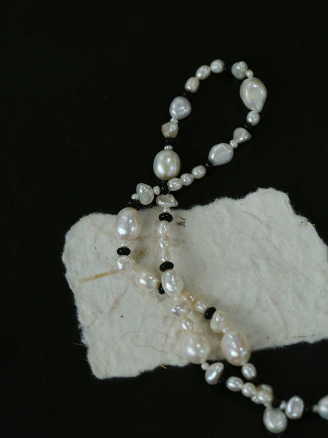 Baroque Pearl Black Agate Beaded Necklace