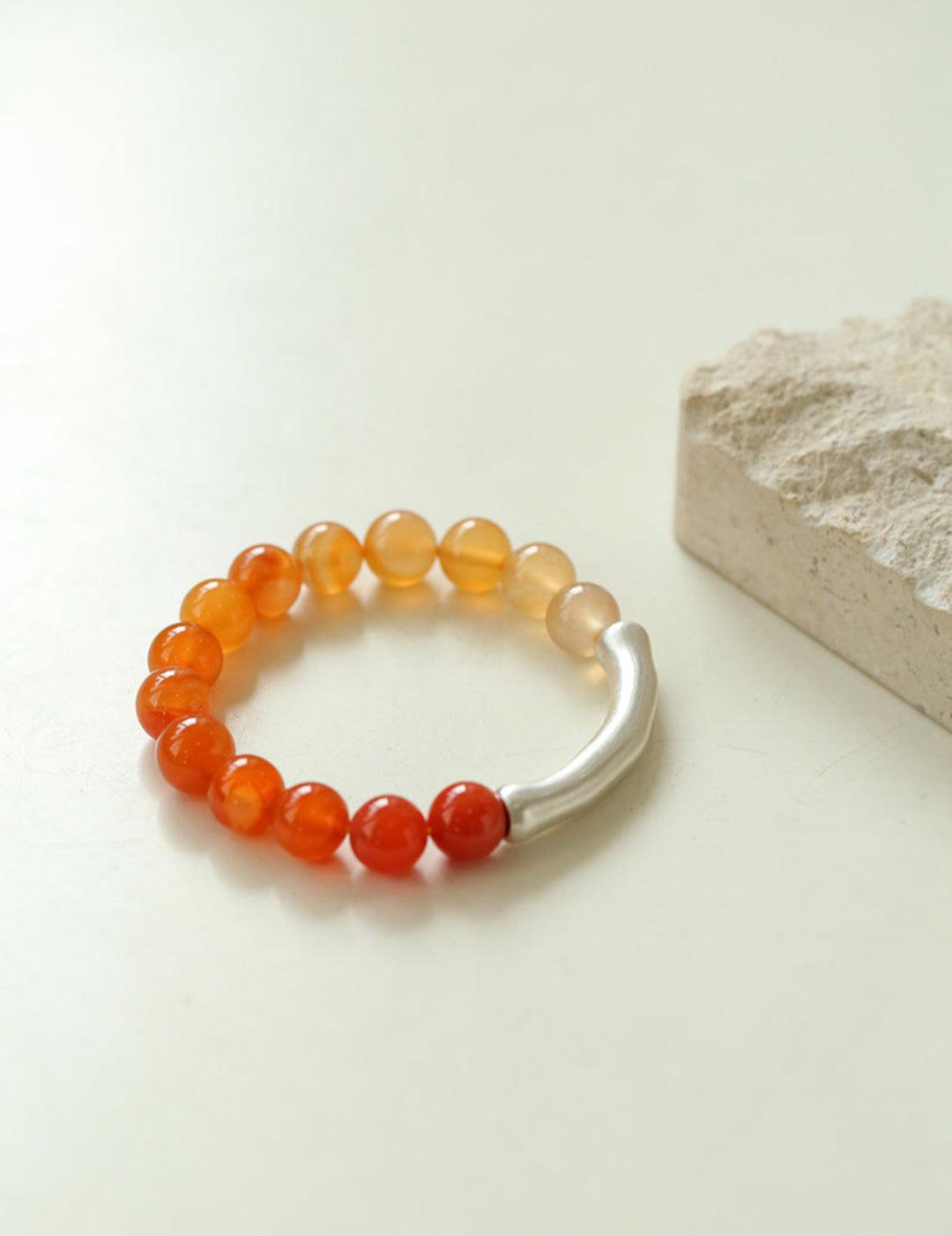 Red Agate Stretch Beaded Bracelet - Gembea Jewelry