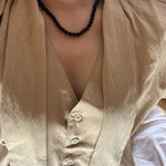 Classic Black Agate Beaded Necklace-Gembea Jewelry