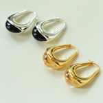 Water Drop Crystal Black Agate Earrings-Gembea Jewelry