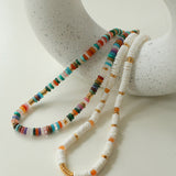 Colored Natural Stone Shell Beaded Choker Necklace