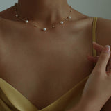 Vintage Star Chain Pearl Necklace