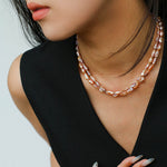Purple-pink Irregular-shaped Pearl Necklace Gembea Jewelry