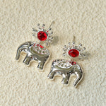Sun Elephant Gold Silver Drop Earrings-Gembea Jewelry