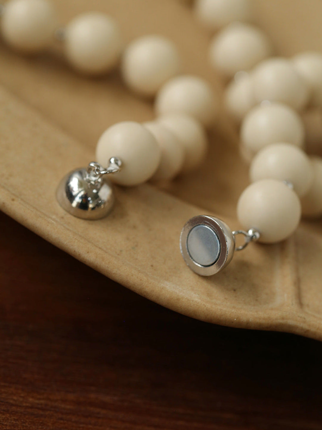 White Fossil Stone beaded necklace