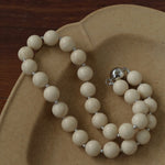 White Fossil Stone beaded necklace