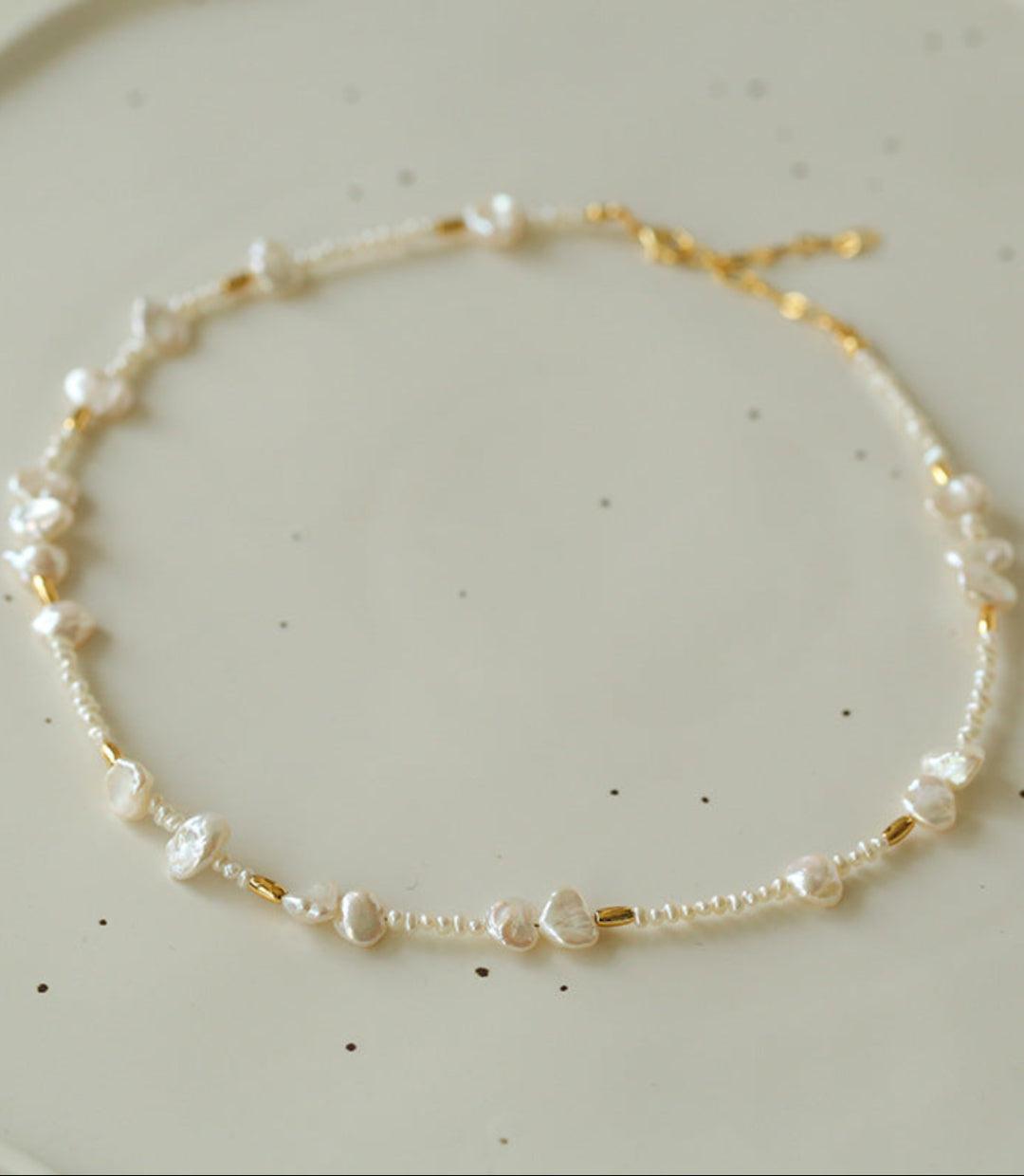 Simple Freshwater Rice Pearl Necklace - Gembea Jewelry