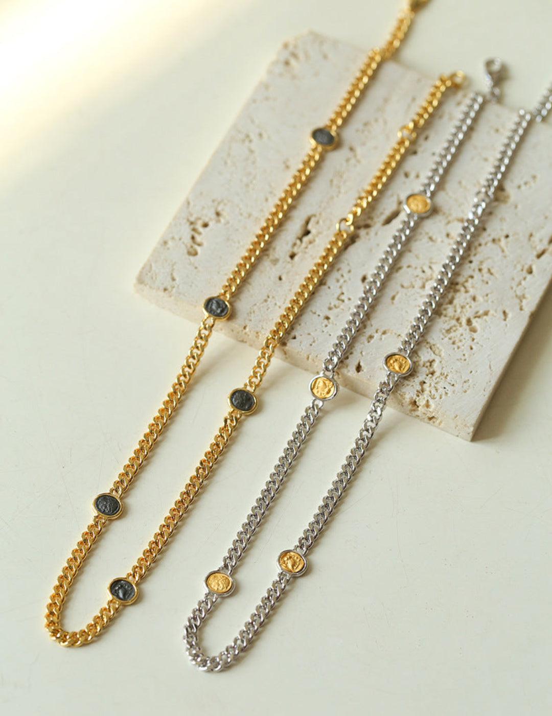 Athena Old Coin Chain Necklace - Gembea Jewelry