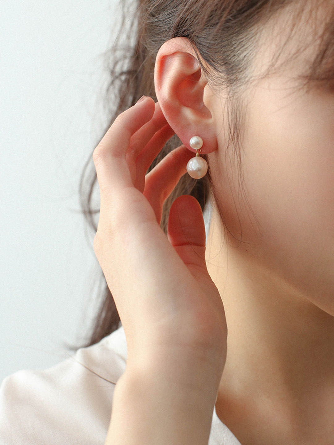 Petite Pearl Drop Studs Earrings