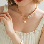 Natural Freshwater Square Pearl Chain Necklace