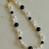 Black Agate Pearl Choker Necklace