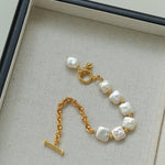 Natural Freshwater Square Pearl Chain Bracelet