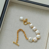 Natural Freshwater Square Pearl Chain Bracelet