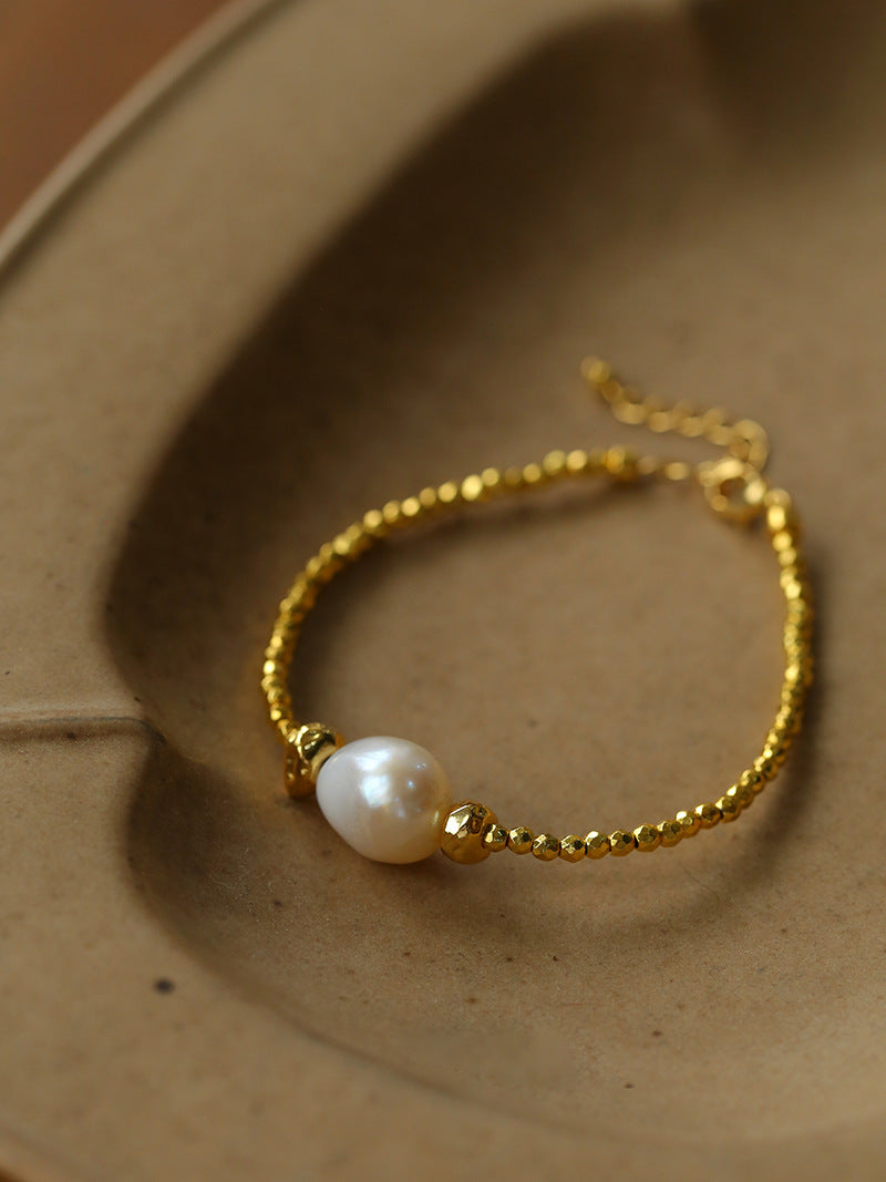 Faceted Beaded Baroque Pearl Bracelet