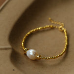 Faceted Beaded Baroque Pearl Bracelet