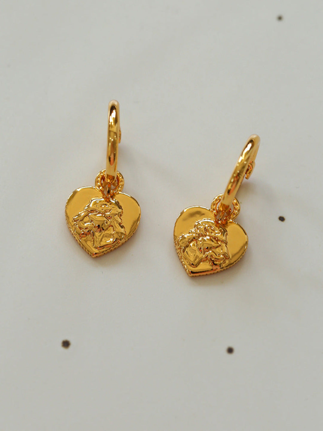 Lion Relief Love Drop Hoop Earrings