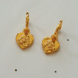 Lion Relief Love Drop Hoop Earrings