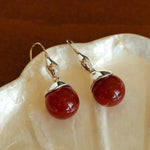 Red and Green Agate Gourd Ear Hook Earrings