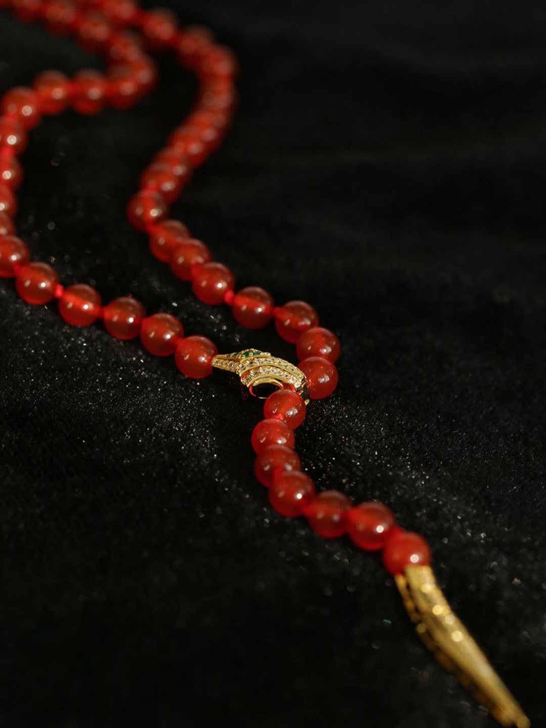 Red and Green Agate Snake Necklace - Gembea Jewelry