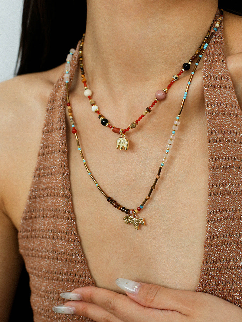 Pony Pendant Natural Stone Necklace-Gembea Jewelry