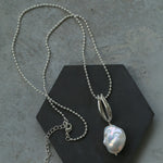 Willow Leaf Baroque Pearl Pendant Necklace