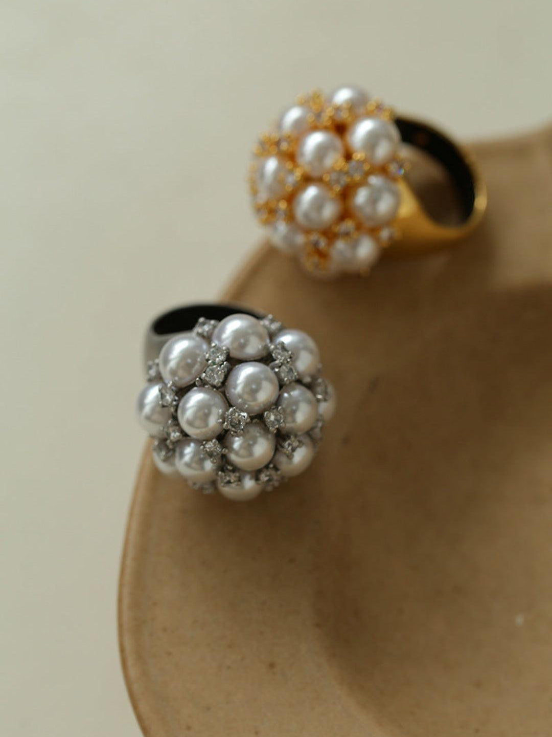 Full Star Flower Artificial Pearl Zircon Ring - Gembea Jewelry